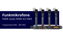 Funkmikrofone FAME Audio MSW-4/2 MKII Frequenzband 863 - 865 MHz
